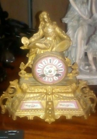 French 19th Century Mantle Clock Signed Brunfaut,  Movement C.  J & Co
