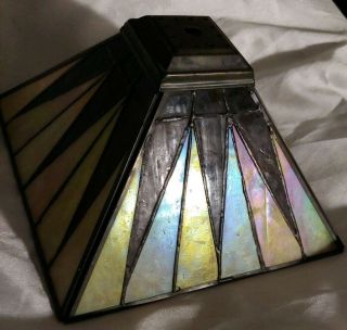 Vintage Stained Glass Lamp Shade - Mission/arts & Crafts Style Irredescent Glass