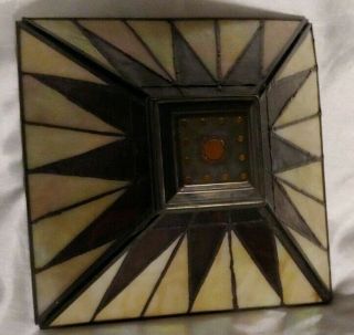Vintage Stained Glass Lamp Shade - Mission/Arts & Crafts Style Irredescent Glass 2