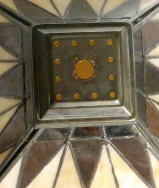 Vintage Stained Glass Lamp Shade - Mission/Arts & Crafts Style Irredescent Glass 3