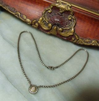 Vintage Sterling Silver,  18k Gold Diamond Drop Necklace By David Yurman