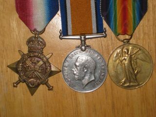 Ww1 British Group Medal 1914 Mons Star Trio Named To Coussell