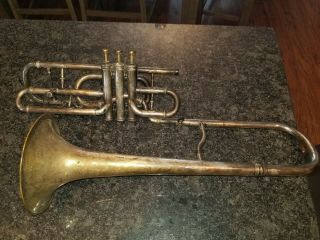 Antique C.  G.  Conn Cornet Wonder? Valve Trombone? Trumpet? Pat.  June 15 1886 20096
