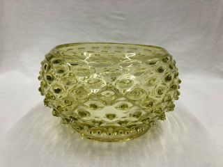 C.  1880’s Vaseline Hobnail Art Glass Fish Bowl 5 In.  Gas Shade,  Oil Lamp Shade Nr