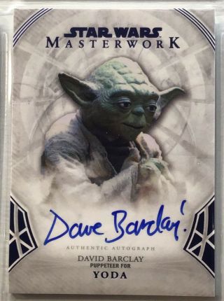 2018 Topps Star Wars Masterwork Yoda Auto /99 Blue Dave Barclay Auto 45/99