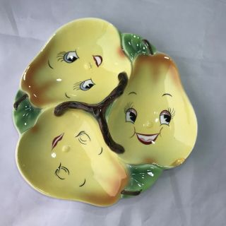 Vhtf Vintage Anthropomorphic Py Pear Face Snack Tray Japan -