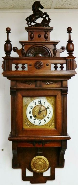 Antique German Kienzle Mahogany 8 Day Striking Vienna Swinger Wall Clock