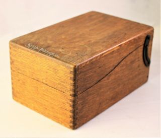 Vintage Shaw Walker Oak Wood Jointed Dovetail Library Index Card Holder