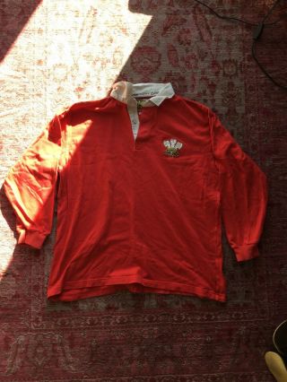 Vintage 1980’s Wales Rugby Shirt Xl Cotton Traders Long Sleeved