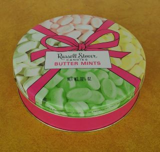 Sweet Vintage Russell Stover Butter Candy Tin - Vgc No Dents
