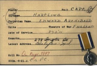 Wwi Cef Bwm Captain Edward A Hartling Canadian Postal Corps Cpc Port Dufferin Ns