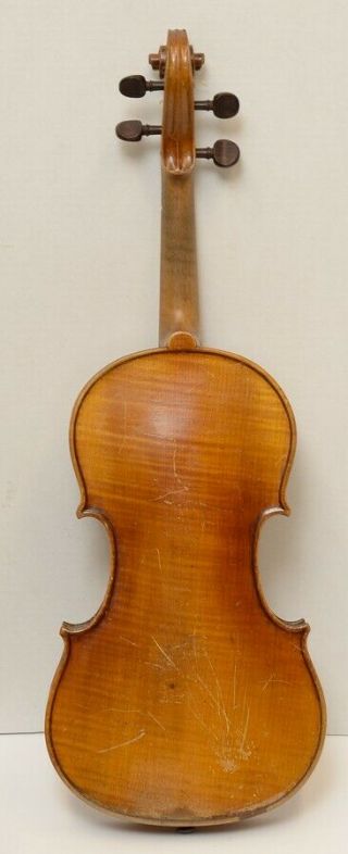 Parts/restore Antique Full Size 4/4 Violin One 1 - Piece Flame Back No Case Or Bow