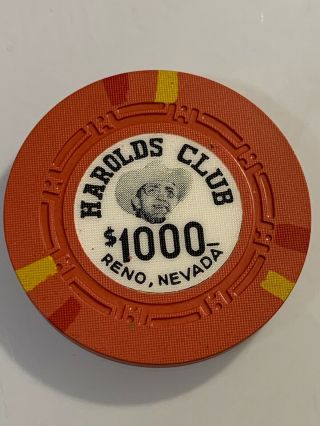 Harolds Club $1000 Casino Chip Reno Nevada 3.  99