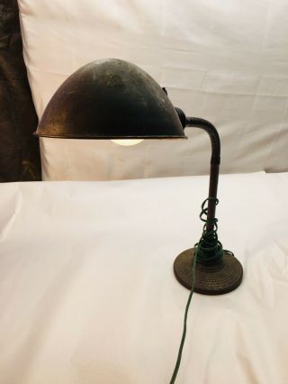 Vintage Brown Industrial Art Deco Desk Lamp Mid Century Steam Punk Military