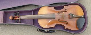 Antique Full Size Violin In Case Ready To Play