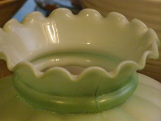 KEROSENE GLASS 10 INCH SHADE FROSTED SOFT APPLE GREEN WITH DAISIES FITS ALADDIN 3