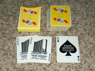 Vintage 1 Deck Four Queens Casino Playing Cards 54 Jokers Yellow Complete