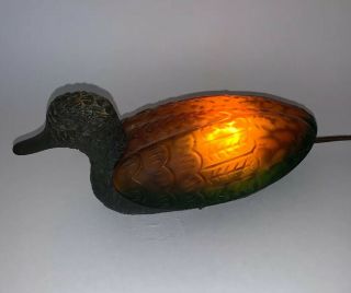 Gk - Vintage Amber Colored Glass Duck Table Lamp/night Light