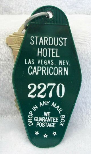 Vintage Stardust Hotel Casino Las Vegas Nevada Plastic Room Key Fob Ring Chain