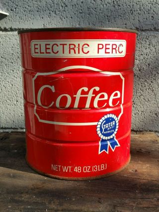 Vintage Coffee Can Stater Brothers Electric Perk 3 Lb Size