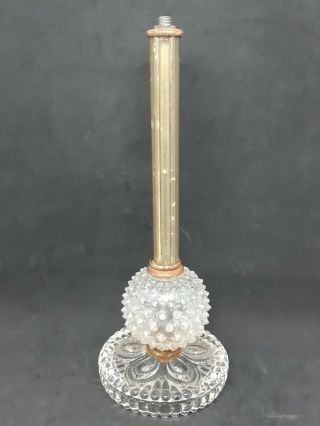 Vintage Clear Glass Hobnail Table Lamp Base Parts