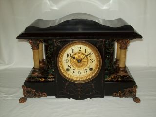 Antique Seth Thomas Key Wind Pendulum Mantle / Shelf Clock