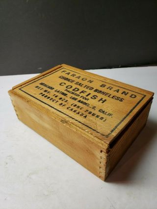 Vintage Canada Codfish Wooden Advertising Box With Dovetail Corners