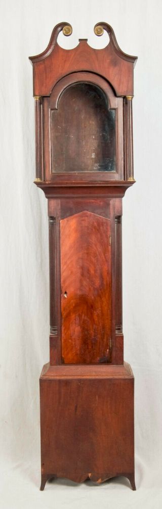 Antique American Grandfather Clock Case Only @ 1800 Flame Mahogany Attractive