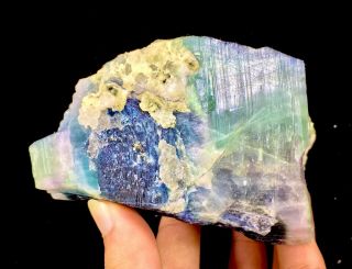 724 Gram Top Quality Damage Terminated Bi Color Blue Cap Tourmaline Crystal