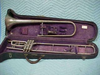 Antique Conn 4g Valved Trombone,  Complete In