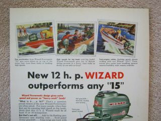 Vintage 1955 Western Auto Wizard Powermatic 12 Outboard Boat Motor Print Ad 2