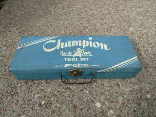 Vintage Champion Handy Andy Tool Set Skil Craft Corp.  Chicago Blue Box Tin Only