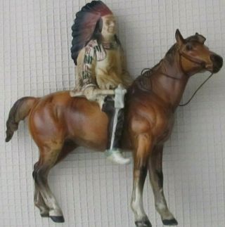 Vintage American Indian Chief On Horse Porcelain - Old