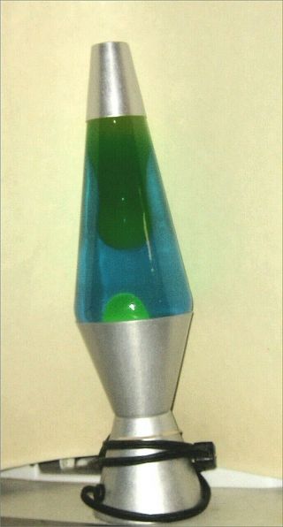 Vintage Motion And Glitter Lava Lamp Model 2000 Blue Liquid And Green Neon Lava