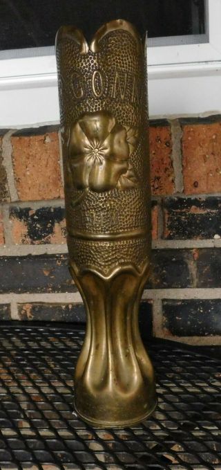 Wwi Ww1 Trench Art Argonne 1918 With Rose Vase Museum Quality 75mm