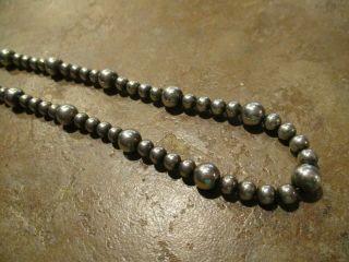 26 " Long Vintage Navajo Sterling Silver Bead Necklace On Foxtail Chain