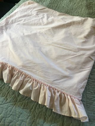 Vintage Laura Ashley Pink White Striped King Size Flat Sheet Made In Usa Ruffle