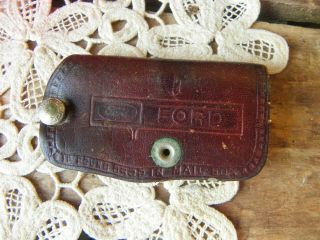 Vintage Ford Dealership Advertisement Leather Key Keychain Holder Protector Ks