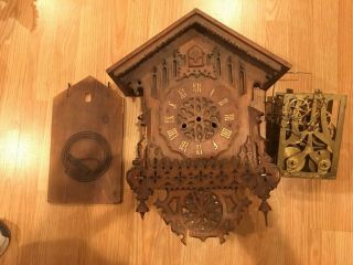 Antique Black Forest Gothic Fusee Cuckoo Clock Project Circa 1880