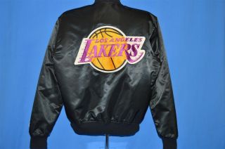 Vintage 80s La Los Angeles Lakers Black Starter Snap Up Basketball Jacket Lrg L