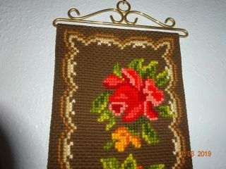 Vintage Norwegian Floral Hand crafted Bell Pull Wall Hanging 2