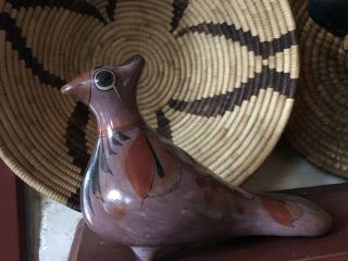Vintage Mexican Folk Art Pottery Bird Dove Figurine 8”