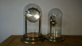 Vintage Large Anniversary Clock With Large Glass Dome
