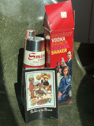Vintage Smirnoff Vodka Cocktail Shaker With And Recipe Book