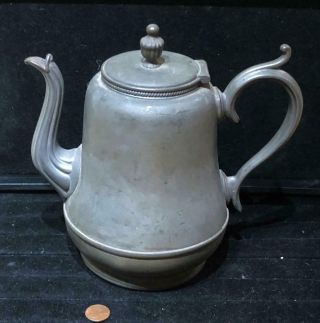 Antique American Pewter Teapot,  Britannia Metal,  C.  1860