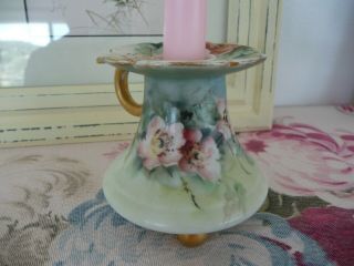 Antique Hand Painted Candle Stick Flowers Austria Vienna Porcelain Shabbysweet