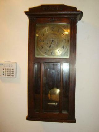 Rare Antique Herschede Wall Clock,  Pendulum/key - Perfect - Westminster Chime