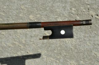 Old Violin Bow Stamped Collin Mezin A Paris For Renovation