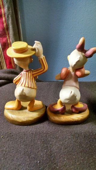 Vintage ANRI Walt Disney Carved Wood Figurines Donald and Daisy Duck Italy 2