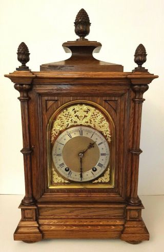 Antique Oak Ting - Tang Winterhalder & Hofmeier Bracket Clock